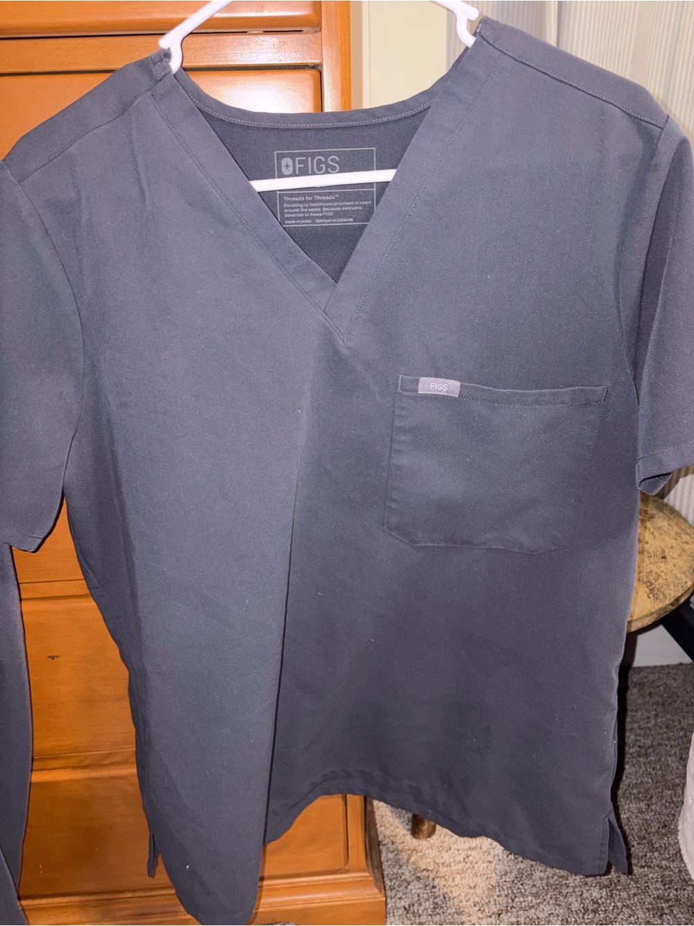 Figs Black V-Neck Women's Scrub Top